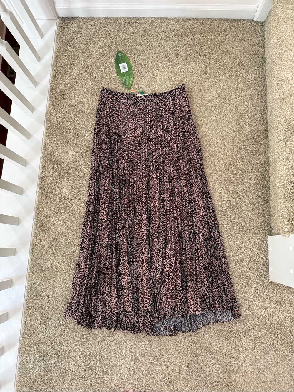 NWT Farm Rio Pleated Leopard Print Midi Skirt Size S